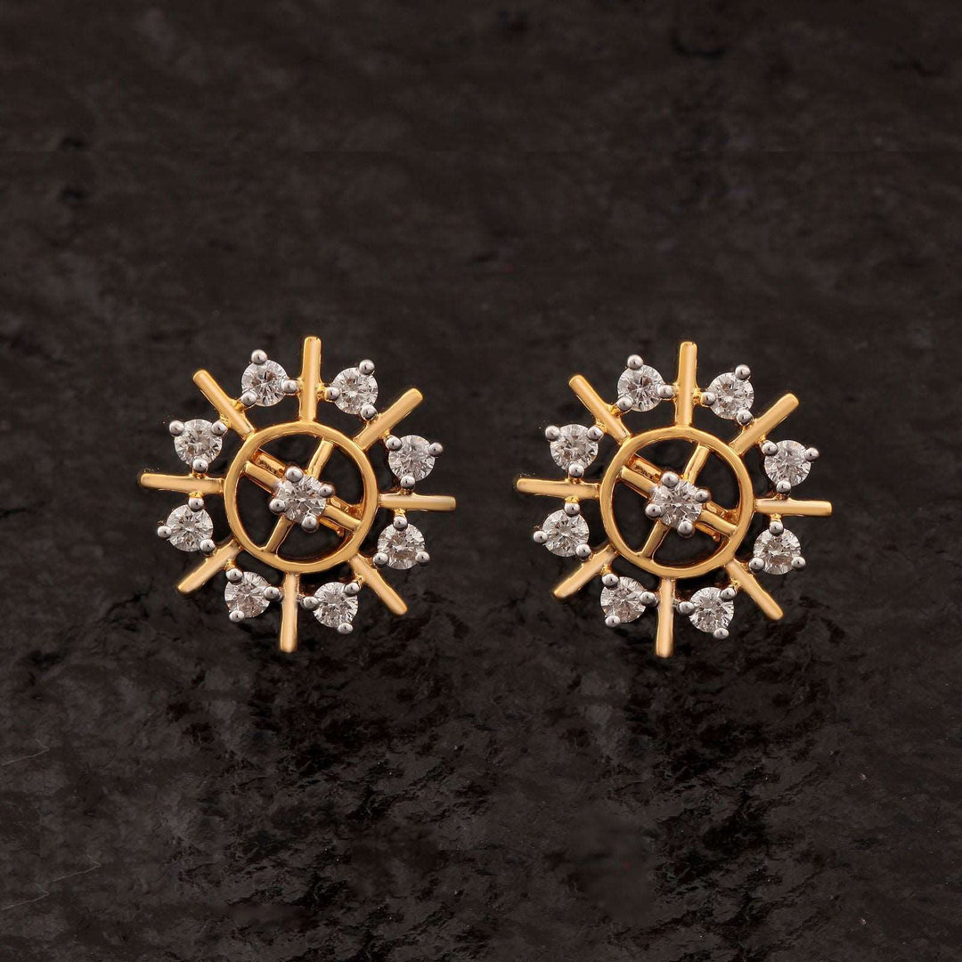 14K YG Cluster Diamond Earring-1pair - RB Diamond Jewellers