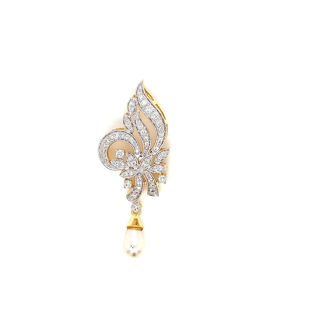 14K YG Cluster Diamond, Pearl Pendant-1pc - RB Diamond Jewellers