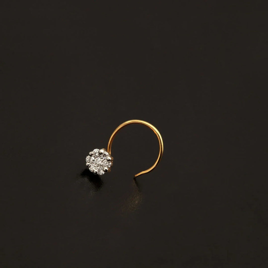 14K YG Hook Women Diamond Nosepin-1pc - RB Diamond Jewellers