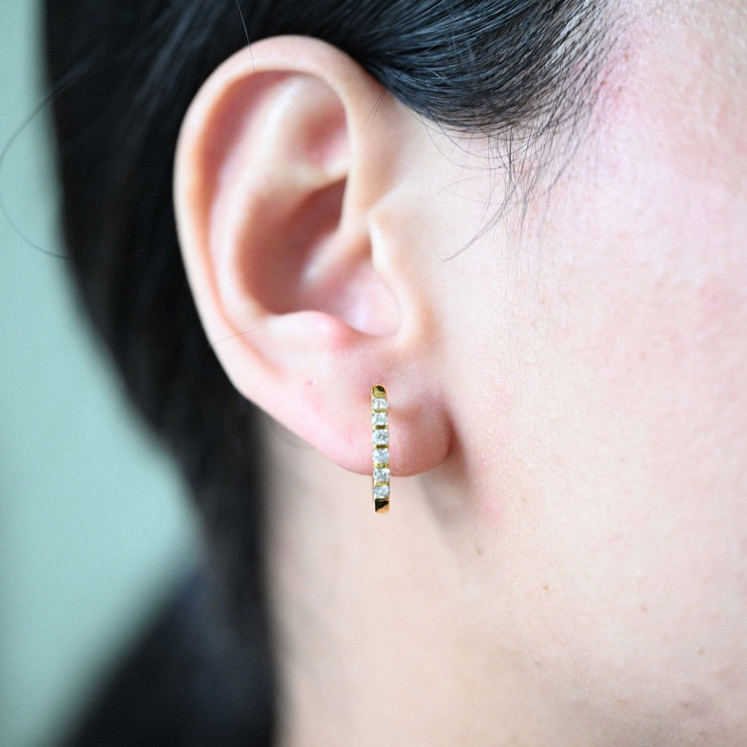 14K YG Huggie Diamond Earring-1pair - RB Diamond Jewellers