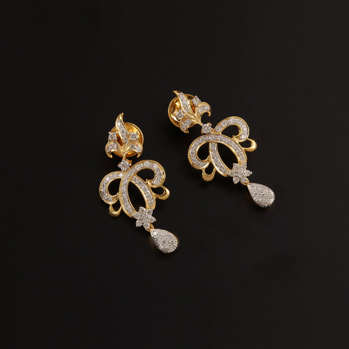 14K YG Long Diamond Earring-1pair - RB Diamond Jewellers