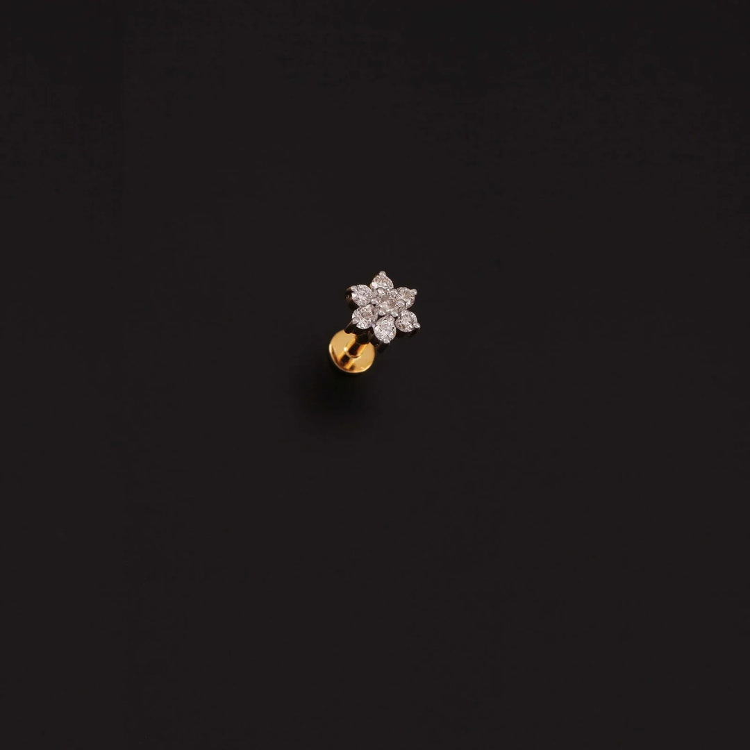 14K YG Star Women Diamond Nosepin-1pc - RB Diamond Jewellers