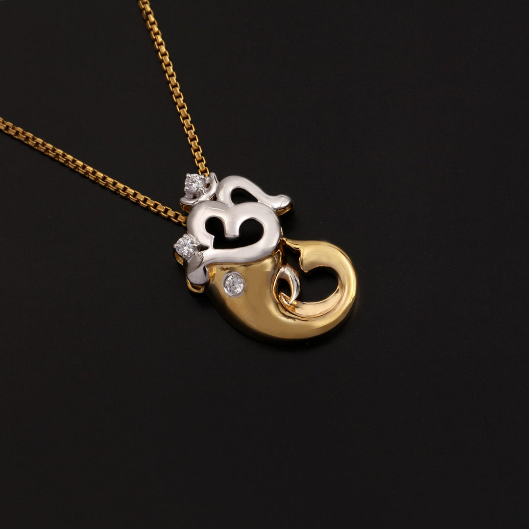 14K YG Unisex OM Ganesh Diamond Pendant-1pc - RB Diamond Jewellers