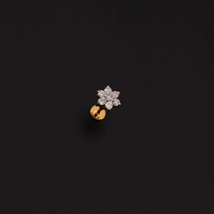 14K YG Women Diamond Star Nosepin-1pc - RB Diamond Jewellers