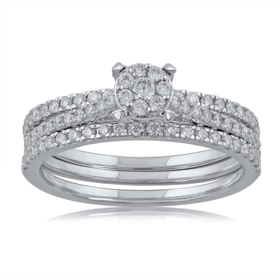18K WG Pressure Set Centre Engagement Women Diamond Ring-1Pc - RB Diamond Jewellers
