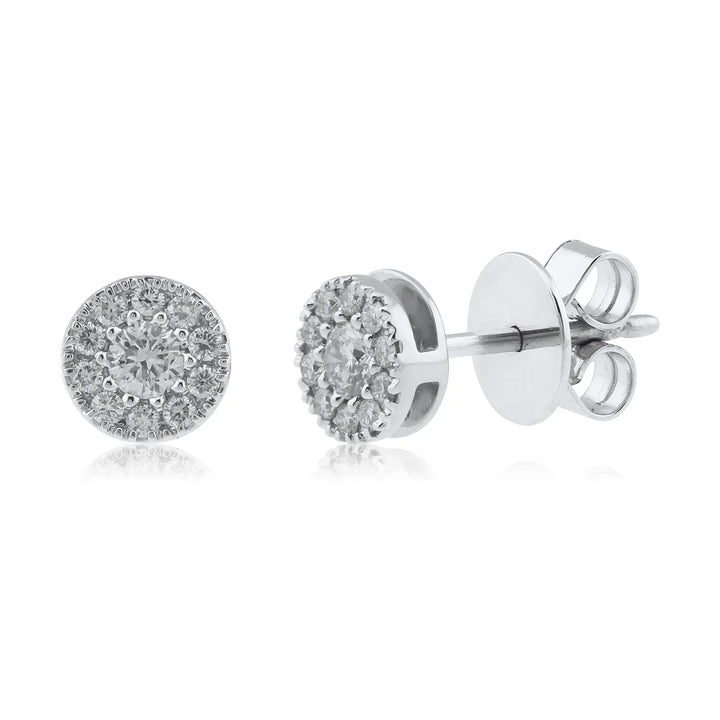 18K WG Circle Women Stud Diamond Earring-1pair - RB Diamond Jewellers