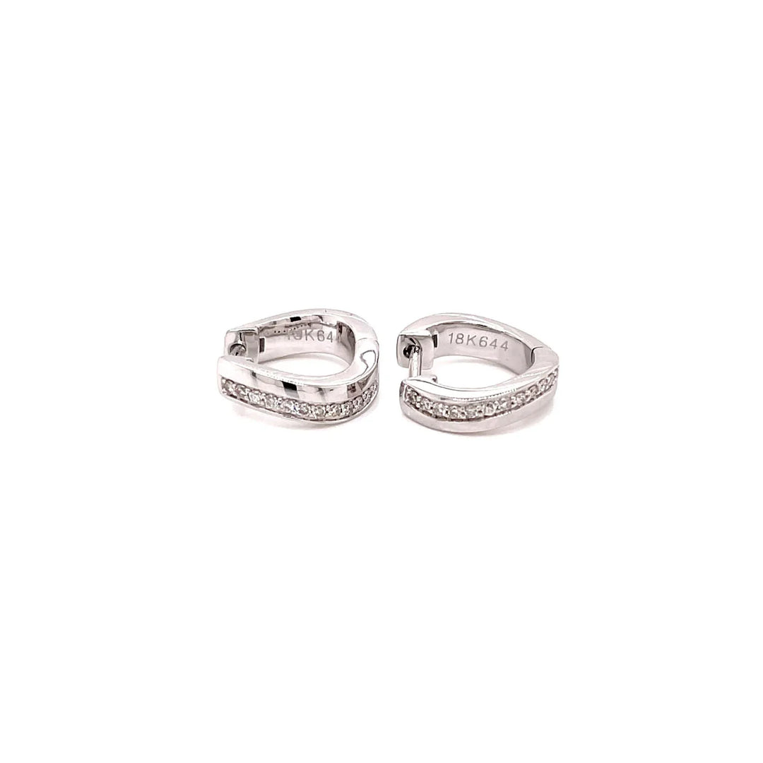 18K WG Grain Set Huggie Women Diamond Earring-1Pair - RB Diamond Jewellers