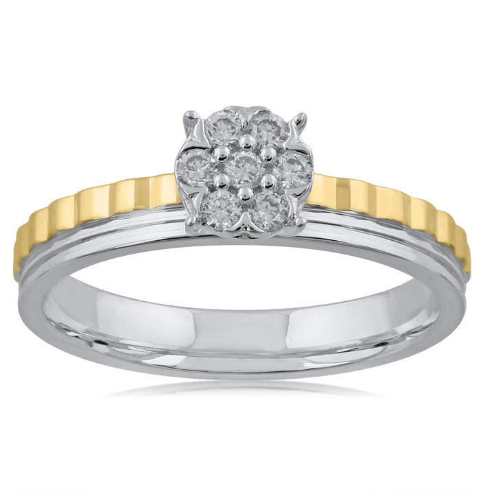 18K WG Pressure Set Centre Two Tone  Engagement Diamond Ring-1Pc - RB Diamond Jewellers