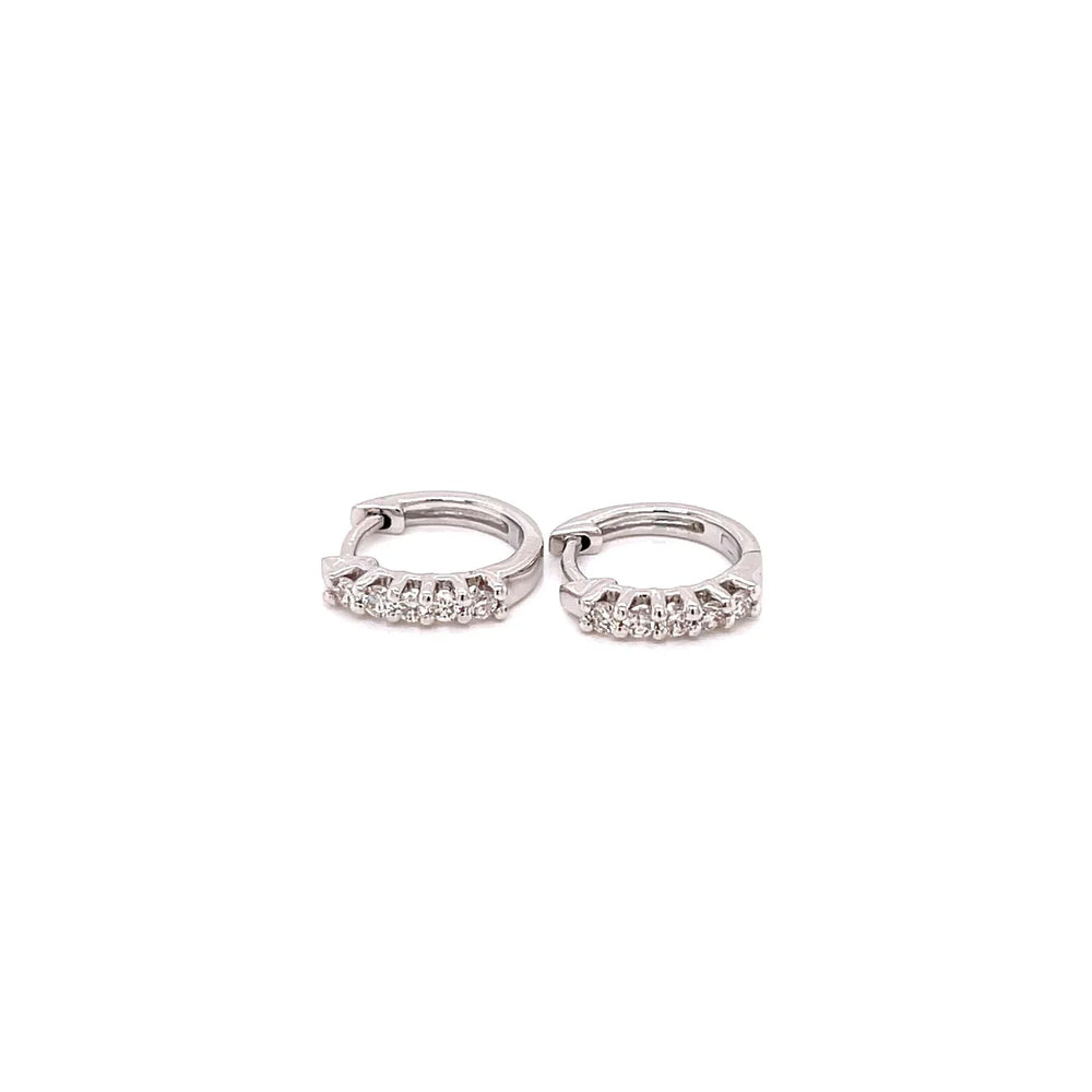 18K WG Prong Set Huggie Women Diamond Earring-1Pair - RB Diamond Jewellers