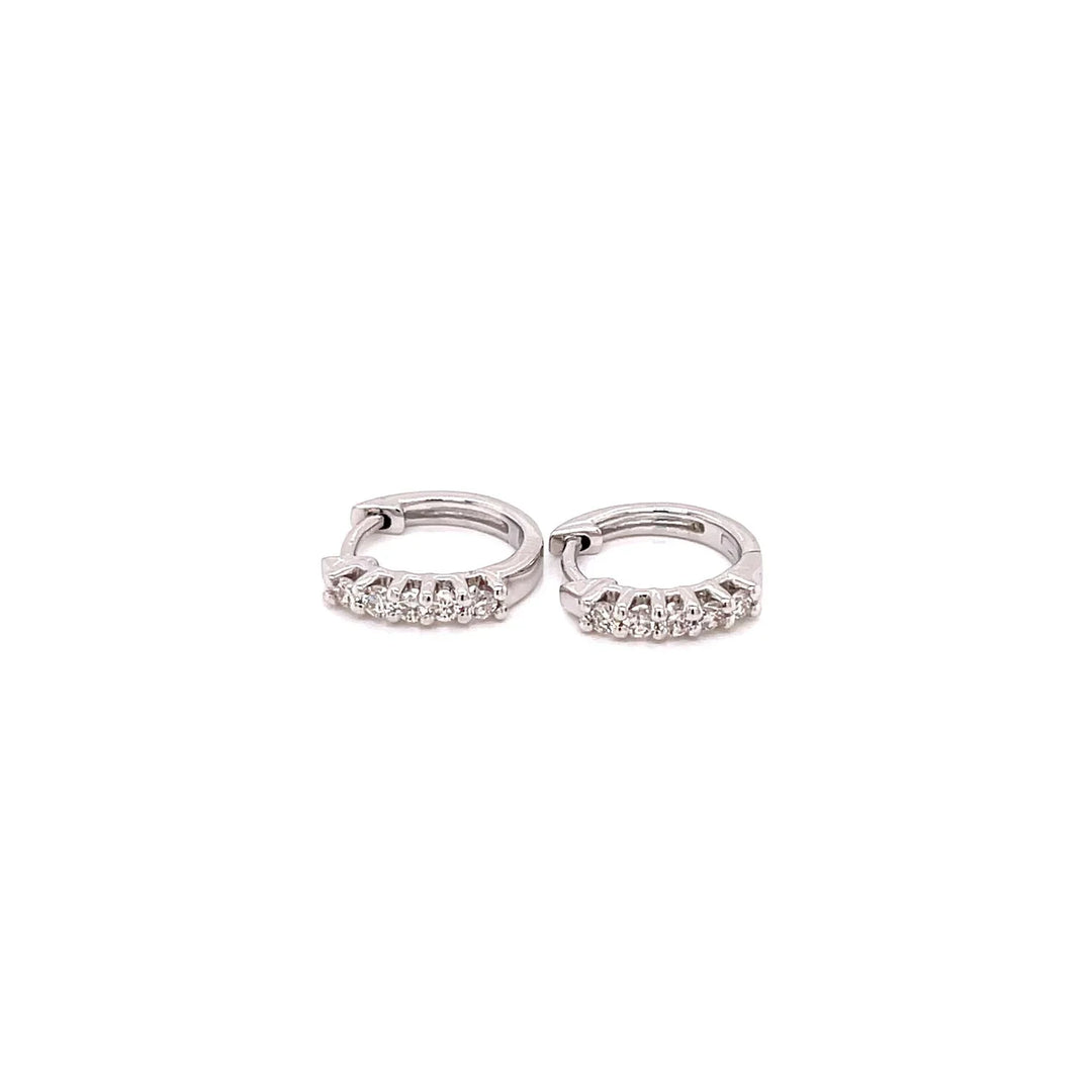 18K WG Prong Set Huggie Women Diamond Earring-1Pair - RB Diamond Jewellers