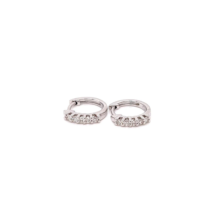 18K WG Prong Set Huggie Women Diamond Earring-1Pair - RB Diamond Jewellers