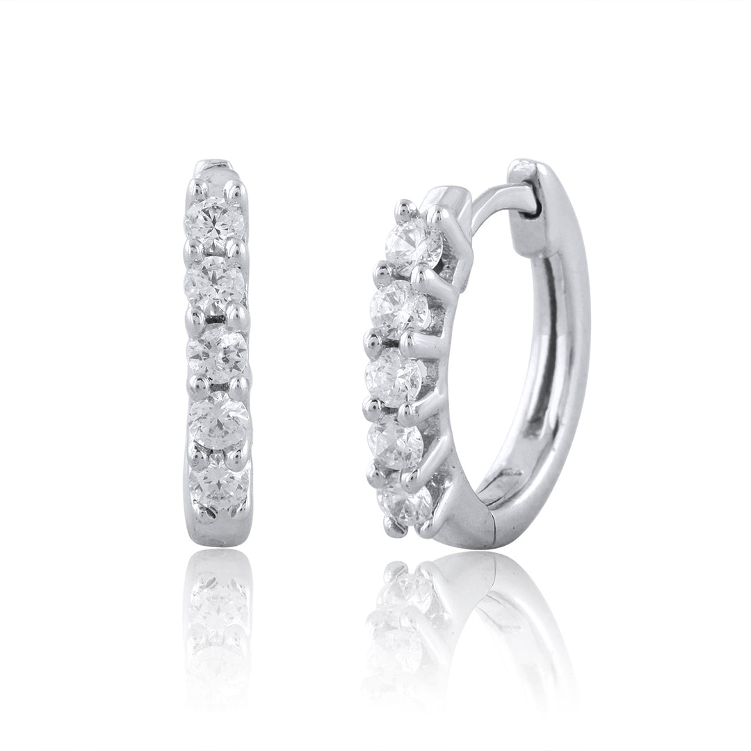 18K WG Women Hoop Diamond Earring-1pair - RB Diamond Jewellers