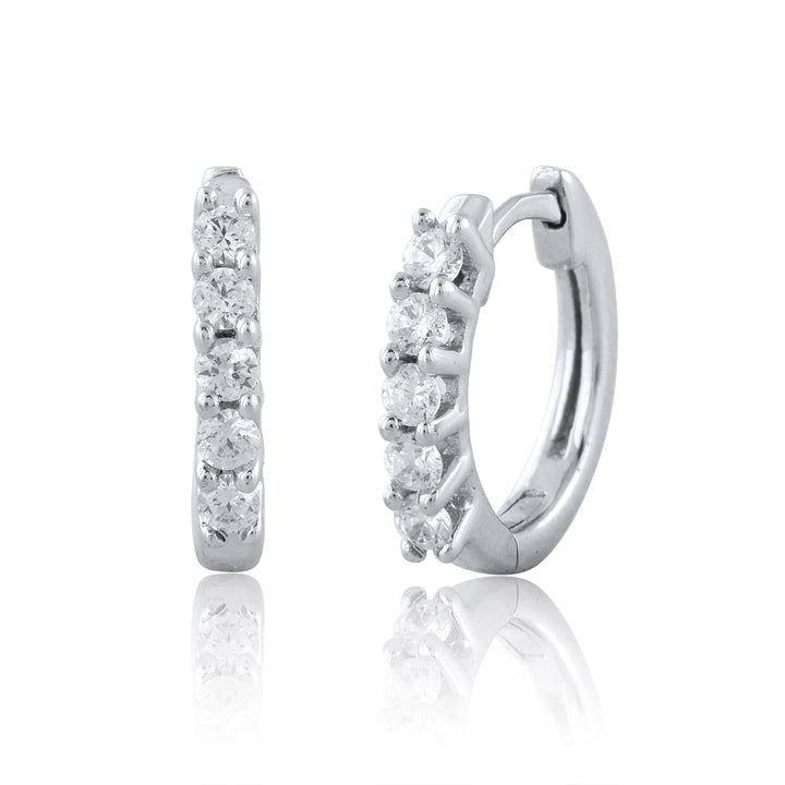 18K WG Women Hoop Diamond Earring-1pair - RB Diamond Jewellers