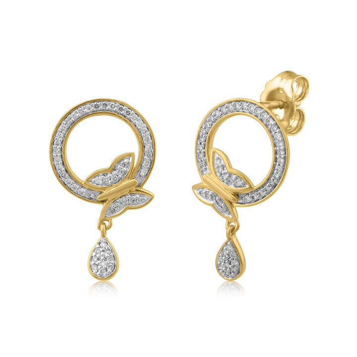 18K YG Butterfly Diamond Earring-1pair - RB Diamond Jewellers