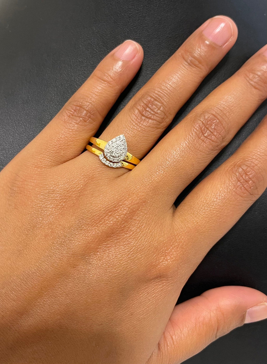 18K YG Centre Pressure Set Channel Set Band Double Women Diamond Ring-1PC - RB Diamond Jewellers