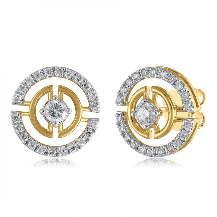 18K YG Circle Diamond Earring-1pair - RB Diamond Jewellers