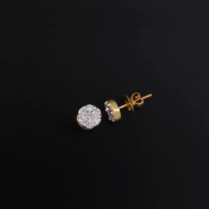 18K YG Diamond Pressure Setting Earring-1Pair - RB Diamond Jewellers
