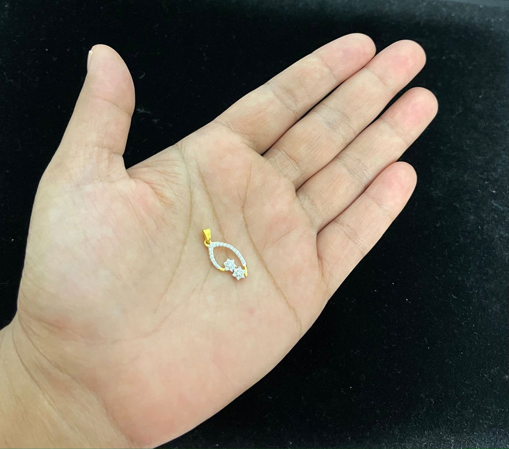 18K YG Double Star Fancy Women Diamond Pendant-1Pc - RB Diamond Jewellers