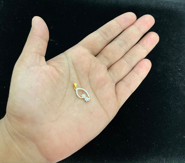18K YG Double Star Fancy Women Diamond Pendant-1Pc - RB Diamond Jewellers