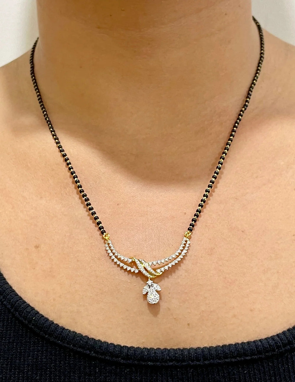18K YG Drop Women Diamond Mangalsutra-1Pc - RB Diamond Jewellers