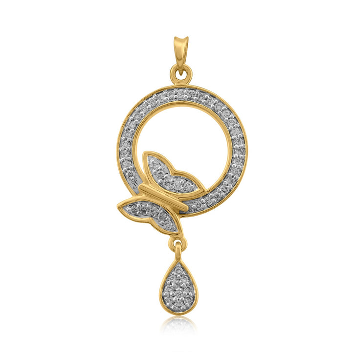 18K YG Fancy Butterfly Women Diamond Pendant-1pc - RB Diamond Jewellers