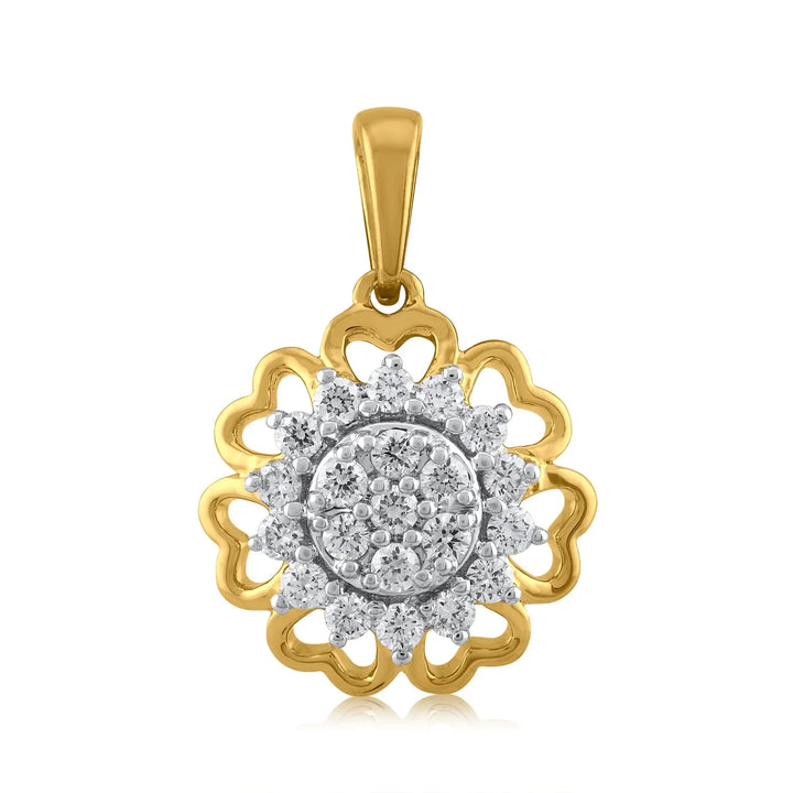 18K YG Flower Women Diamond Pendant-1PC - RB Diamond Jewellers