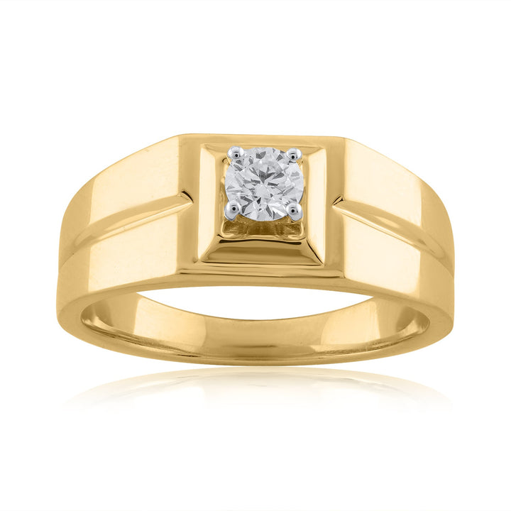 18K YG Men Diamond Solitaire Ring-1pc - RB Diamond Jewellers