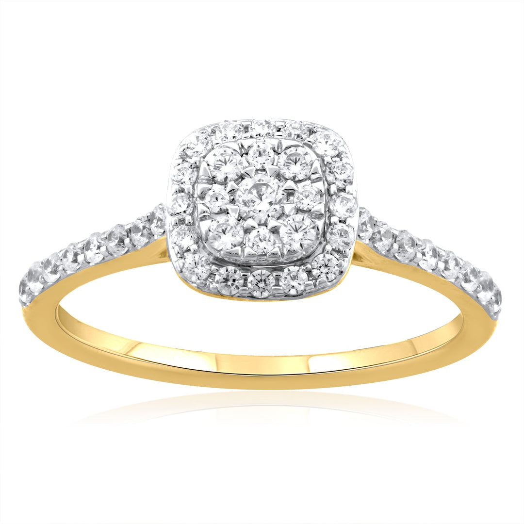 18K YG Pressure Set Centre  Engagement Women Diamond Ring-1Pc - RB Diamond Jewellers