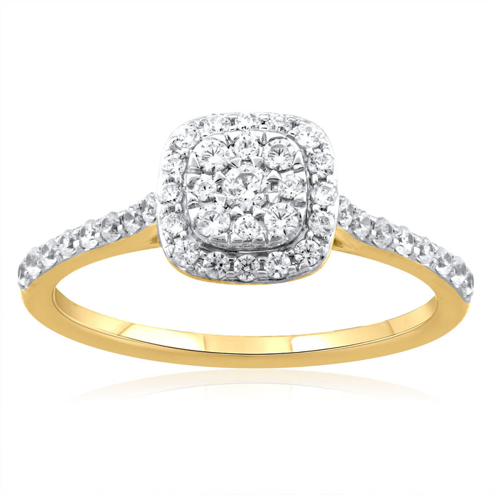 18K YG Pressure Set Centre  Engagement Women Diamond Ring-1Pc - RB Diamond Jewellers