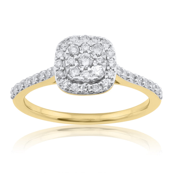 18K YG Pressure Set Centre  Engagement Women Diamond Ring-1pc - RB Diamond Jewellers