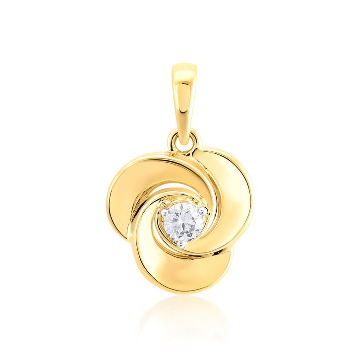 18K YG Solitaire Diamond Rose Pendant-1pc - RB Diamond Jewellers
