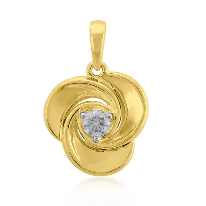 18K YG Solitaire Diamond Rose Pendant-1pc - RB Diamond Jewellers