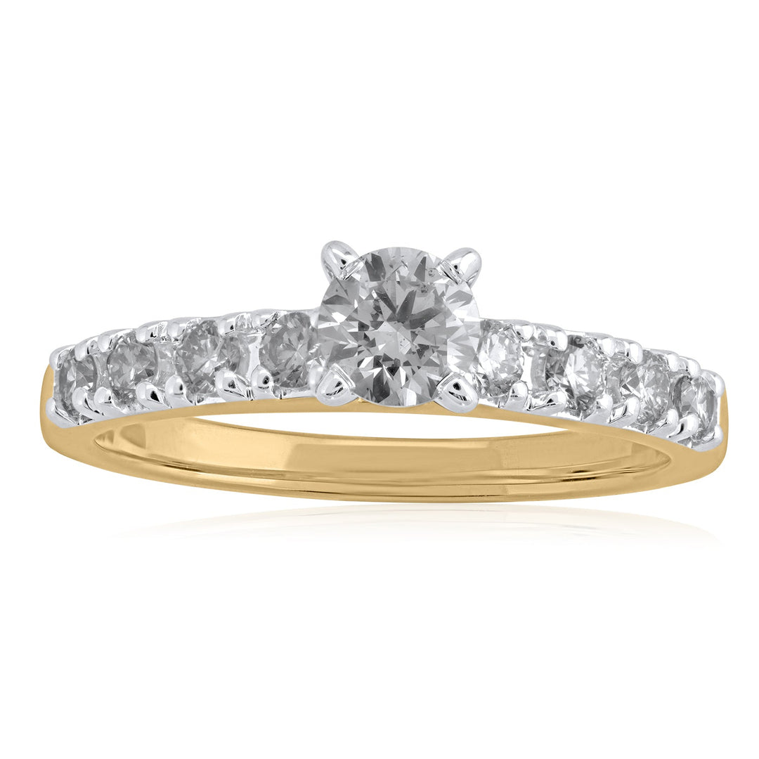 18K YG Solitaire with Side Diamond Ring-1pc - RB Diamond Jewellers