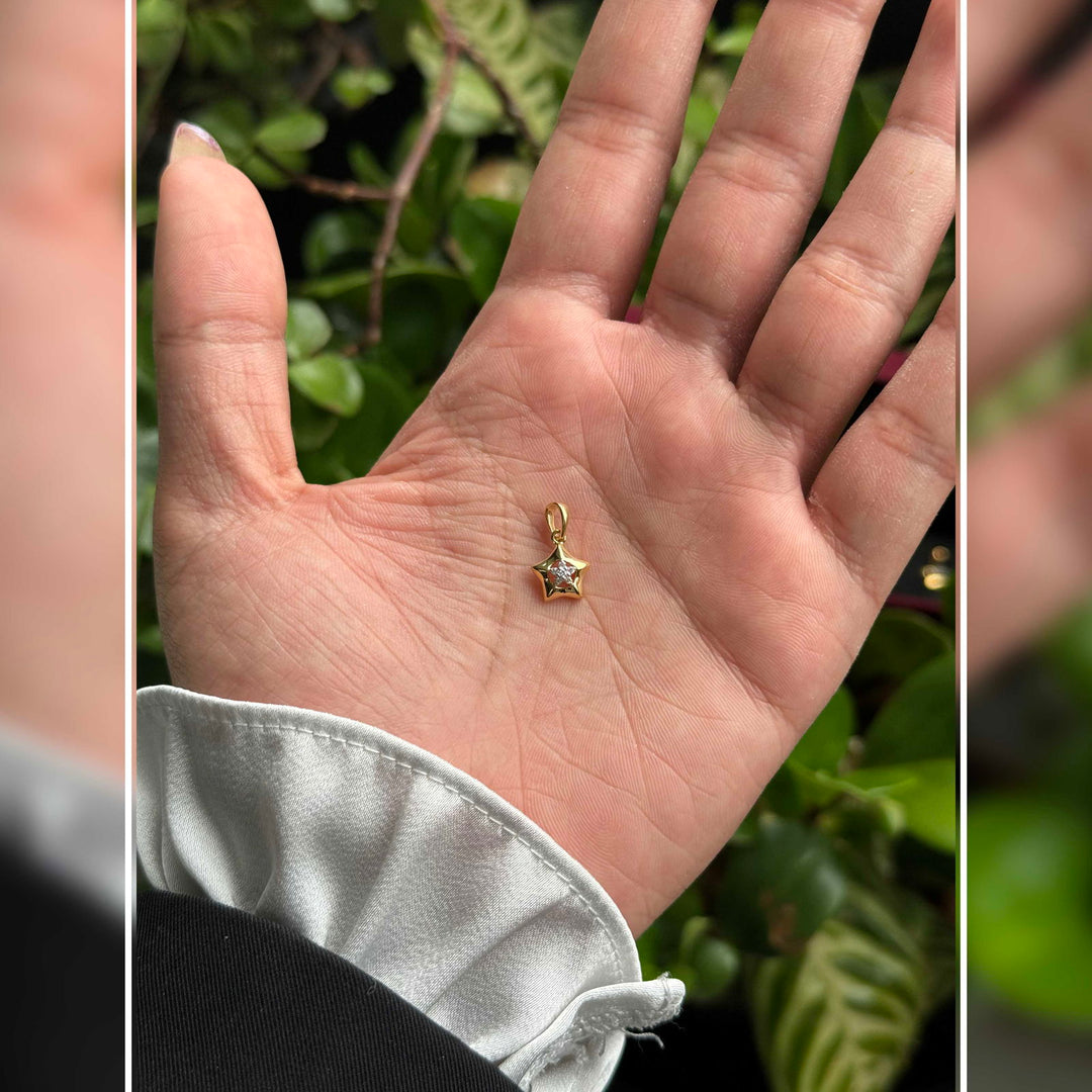 18K YG Star Diamond Pendant-1pc - RB Diamond Jewellers