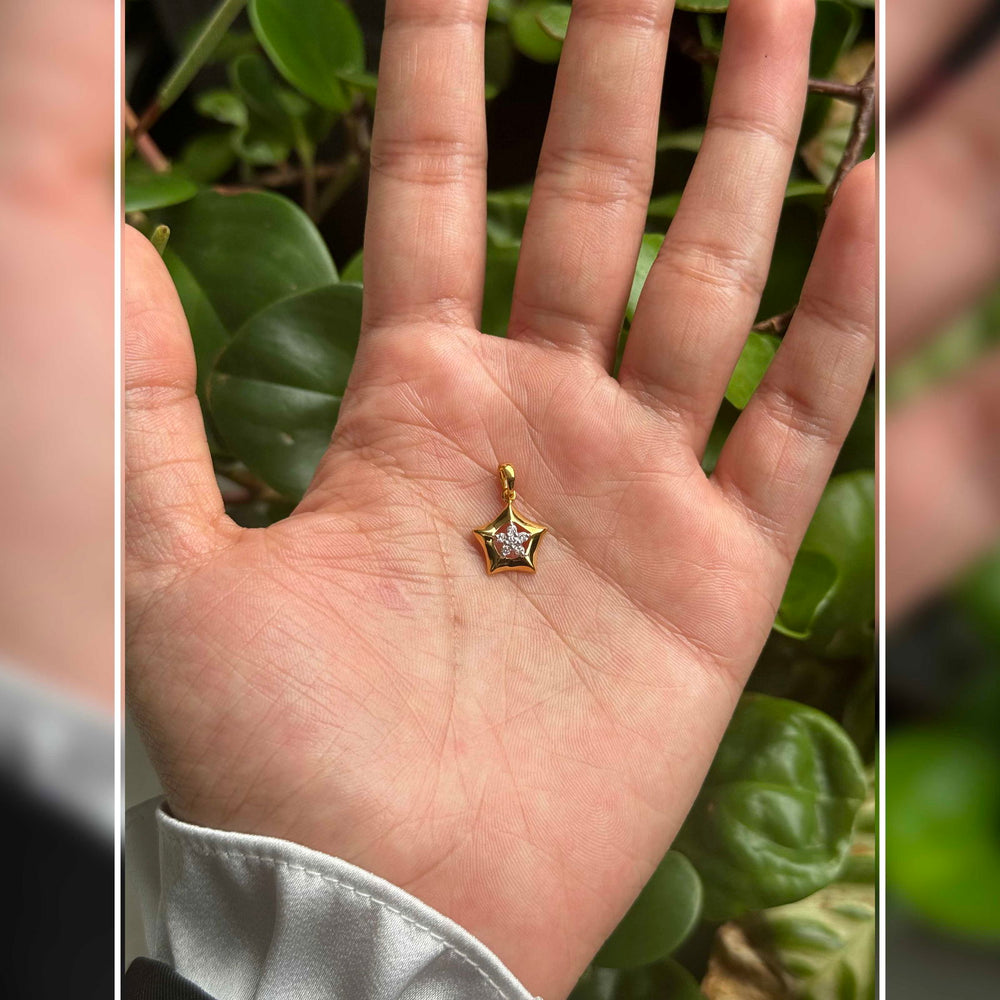 18K YG Star Diamond Pendant-1pc - RB Diamond Jewellers