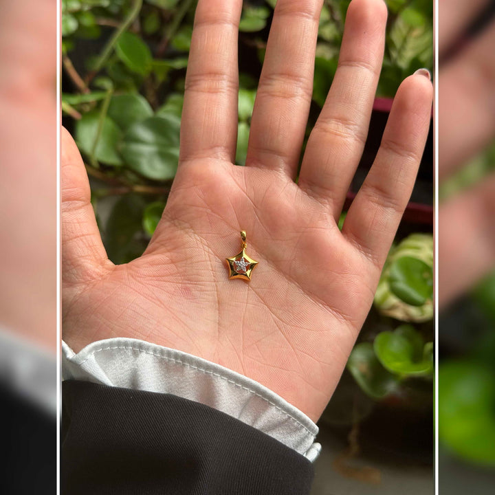 18K YG Star Diamond Pendant-1pc - RB Diamond Jewellers