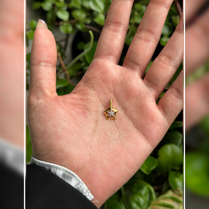 18K YG Star Diamond Pendant-1pc - RB Diamond Jewellers