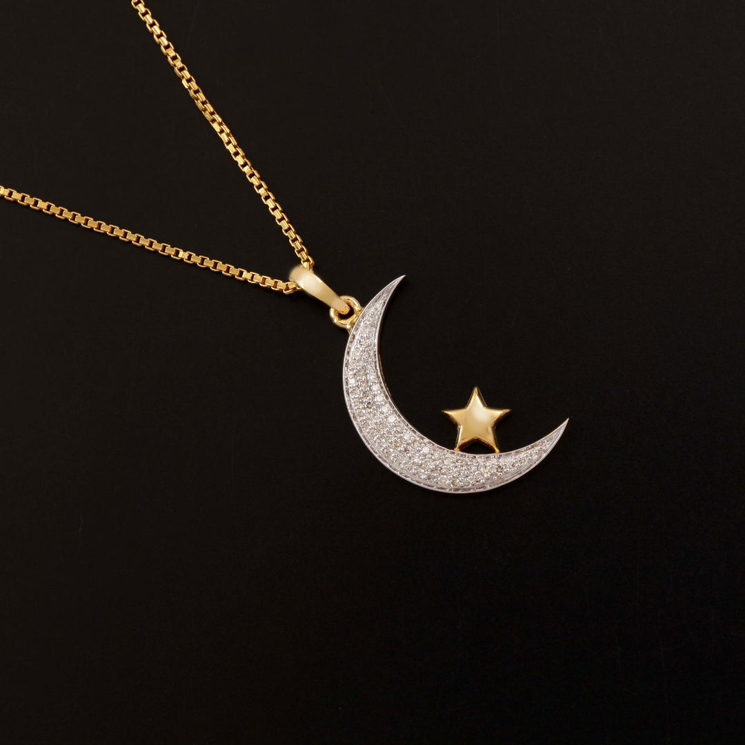 18K YG Women Cluster Diamond Pendant-1pc - RB Diamond Jewellers