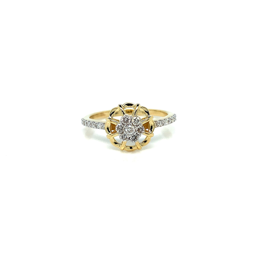 18K YG Women Cluster Diamond Ring-1pc - RB Diamond Jewellers