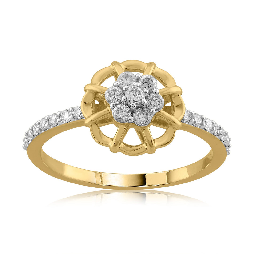18K YG Women Cluster Diamond Ring-1pc - RB Diamond Jewellers