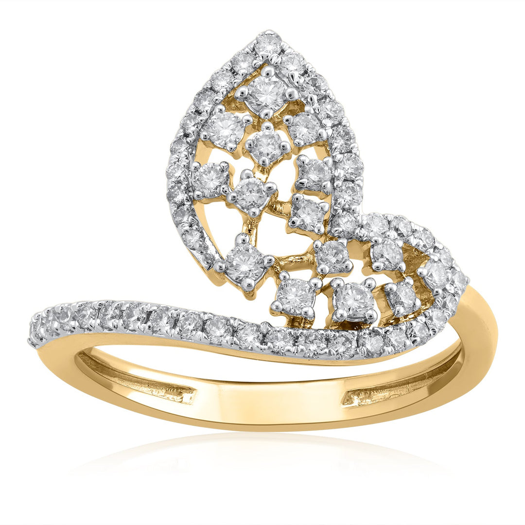 18K YG Women Cluster Diamond Ring-1pc - RB Diamond Jewellers