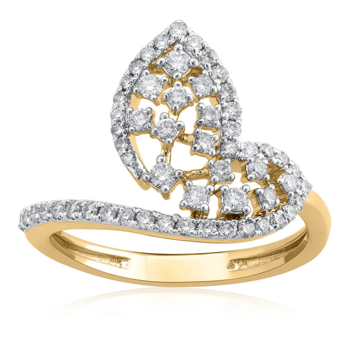 18K YG Women Cluster Diamond Ring-1pc - RB Diamond Jewellers