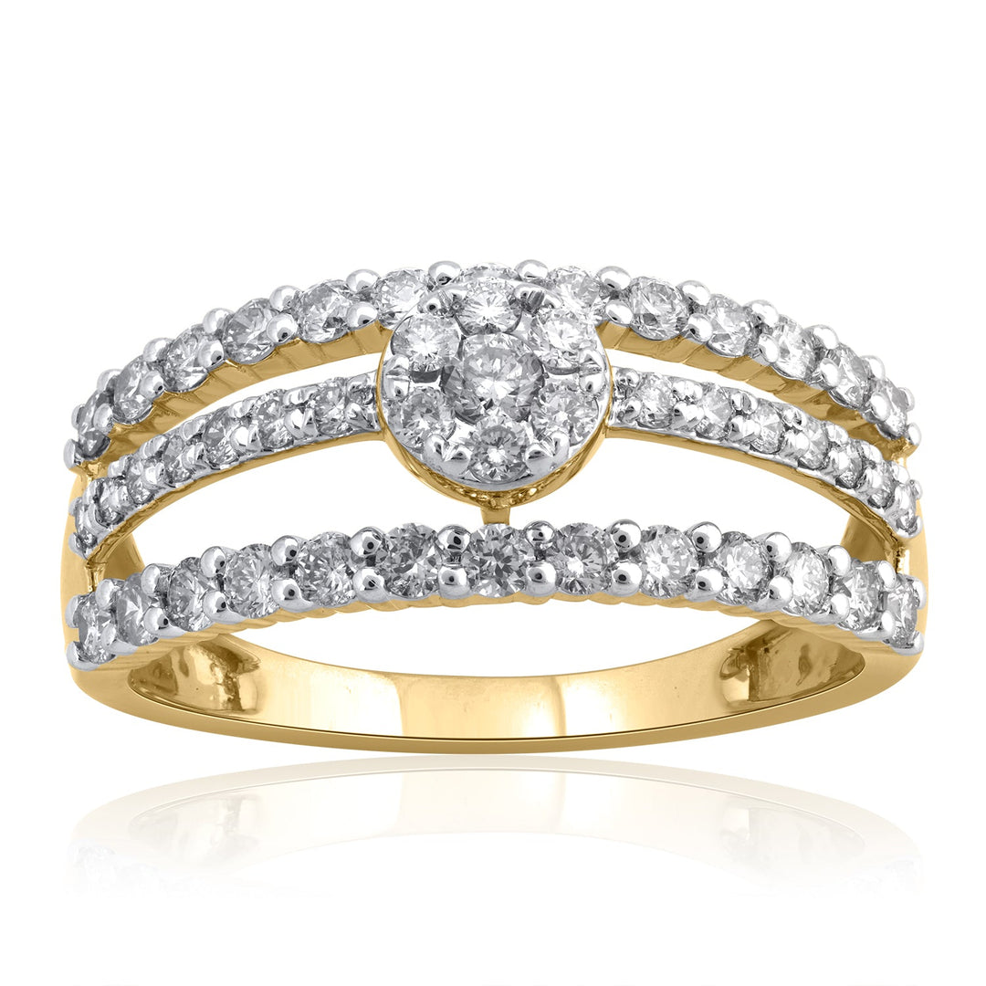 18K YG Women Cluster Diamond Ring-1pc - RB Diamond Jewellers