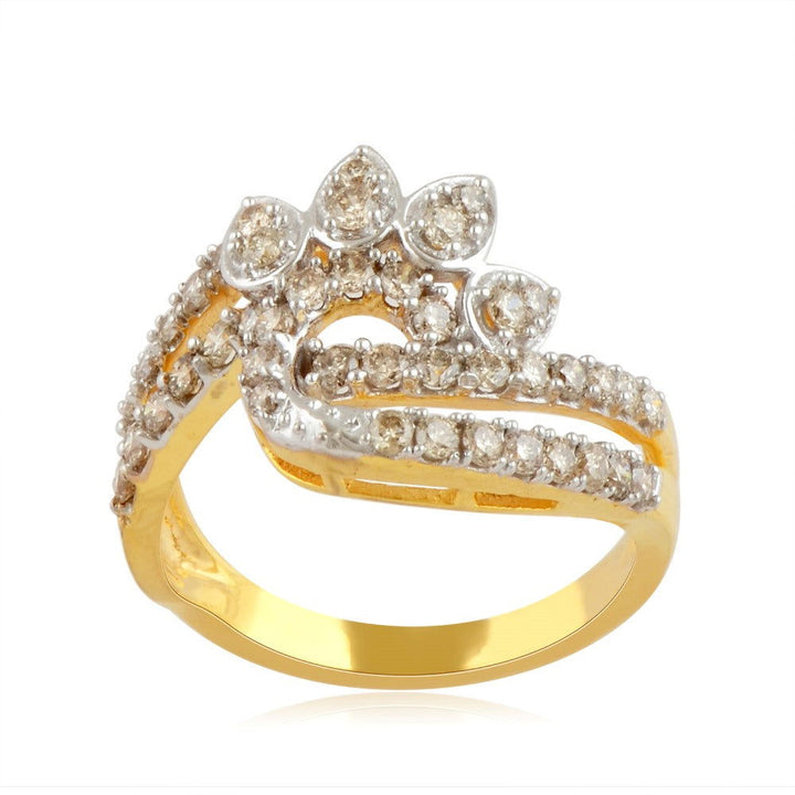 18K YG Women Cluster Diamond Ring-1pc - RB Diamond Jewellers
