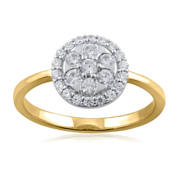 18K YG Women Cluster Diamond Ring-1pc - RB Diamond Jewellers