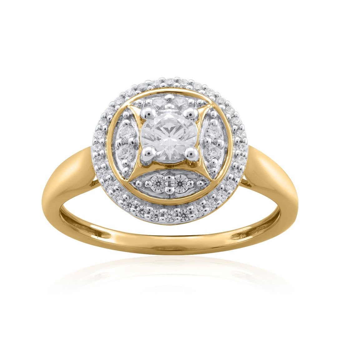 18K YG Women Cluster Diamond Ring-1pc - RB Diamond Jewellers