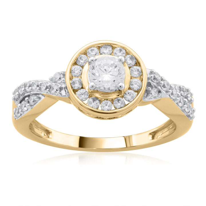 18K YG Women Cluster Diamond Ring-1pc - RB Diamond Jewellers