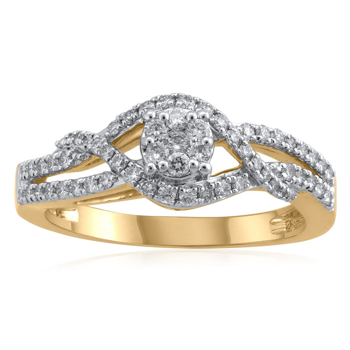18K YG Women Cluster Diamond Ring-1pc - RB Diamond Jewellers