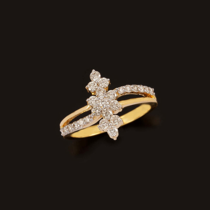 18K YG Women Cluster Diamond Ring-1pc - RB Diamond Jewellers