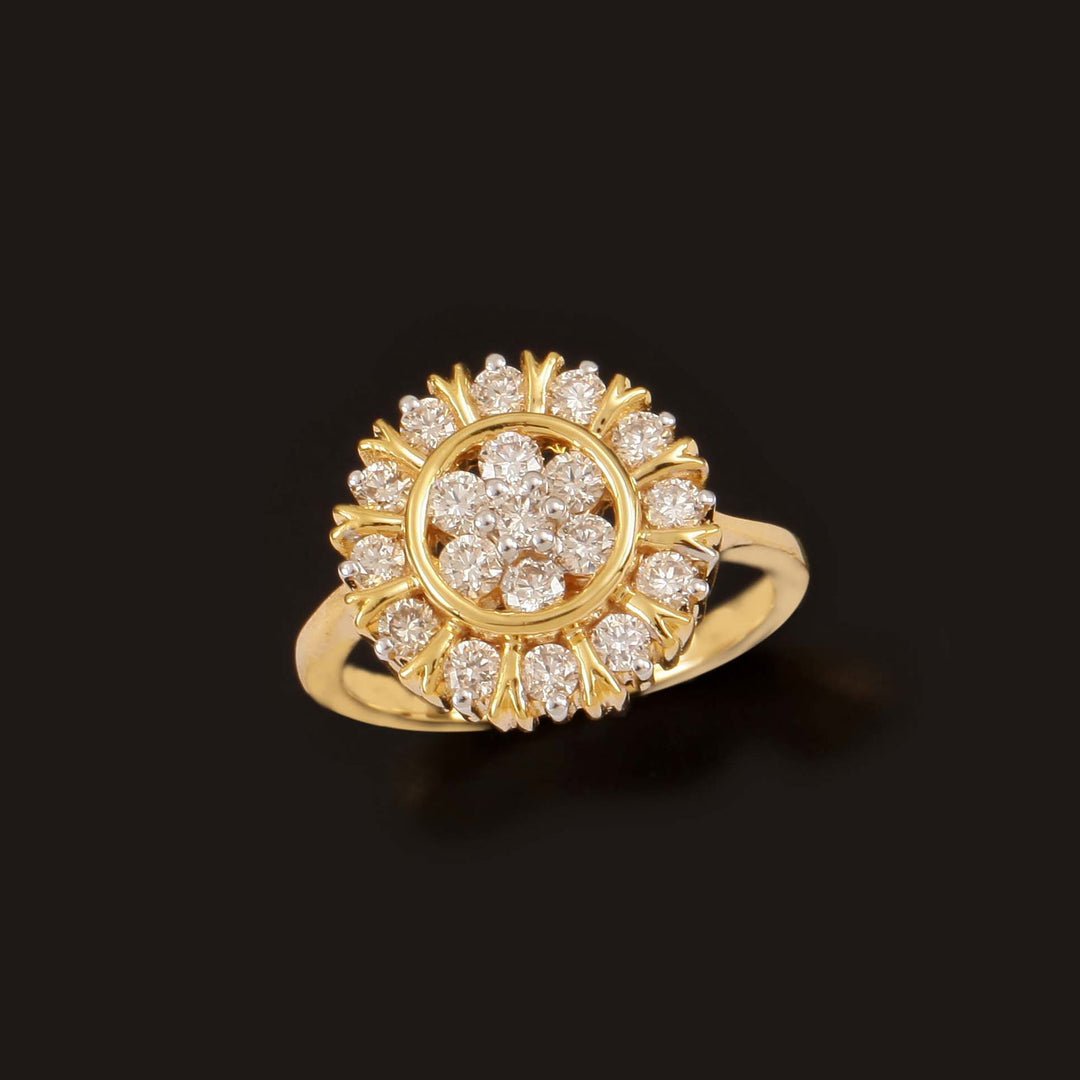 18K YG Women Cluster Diamond Ring-1pc - RB Diamond Jewellers